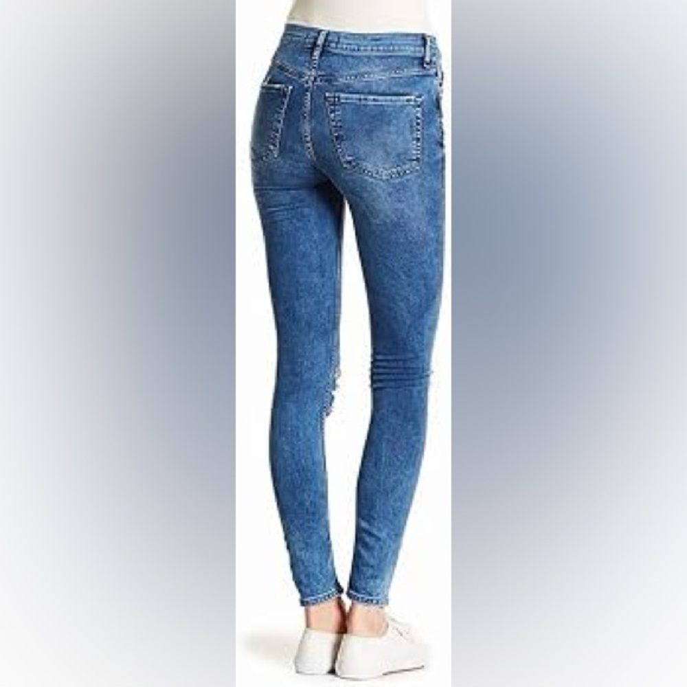 Free People Womens Busted Knee Denim Distressed Skinny Jeans Size 26 - Picture 2 of 9